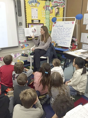 Samantha reading to 2nd grade class